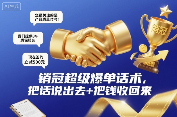 销冠超级爆单话术,把话说出去+把钱收回来插图 销冠超级爆单话术,把话说出去+把钱收回来